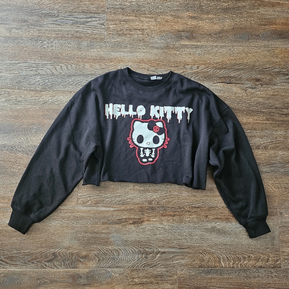Goth Hello Kitty crop top sweater